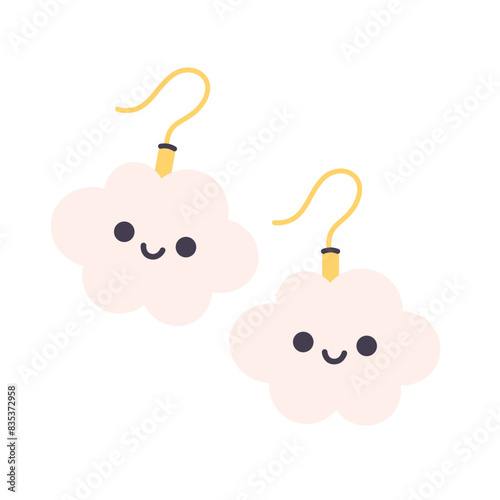 Kids jewelry. Colorful handmade earrings. Vector illustration in flat style