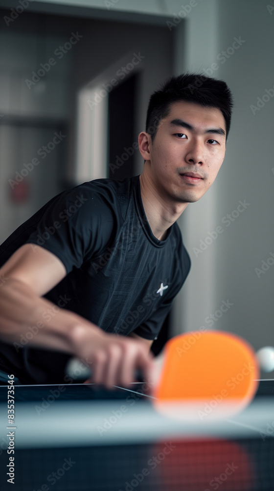 handsome man playing table tennis handsome man playing table tennis
