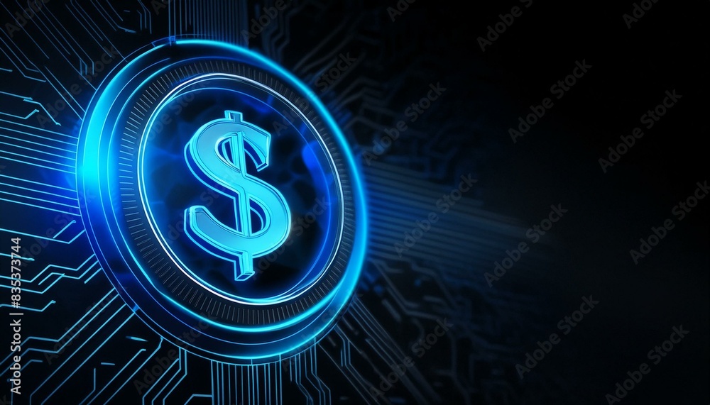 Dollar Sign represented in Blue Neon Light - Digital Dollar Wallpaper or Background - Dollar as Global Currency - Monetary System Dollar Sign represented in Blue Neon Light - Digital Dollar Wallpaper or Background - Dollar as Global Currency - Monetary System