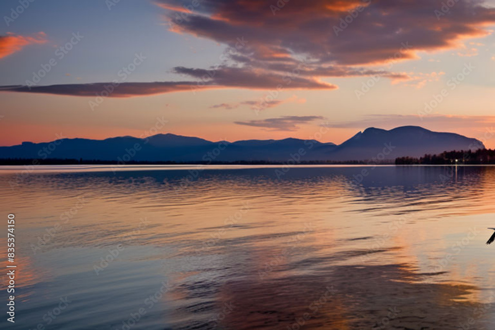 Obraz premium sunset on the lake
