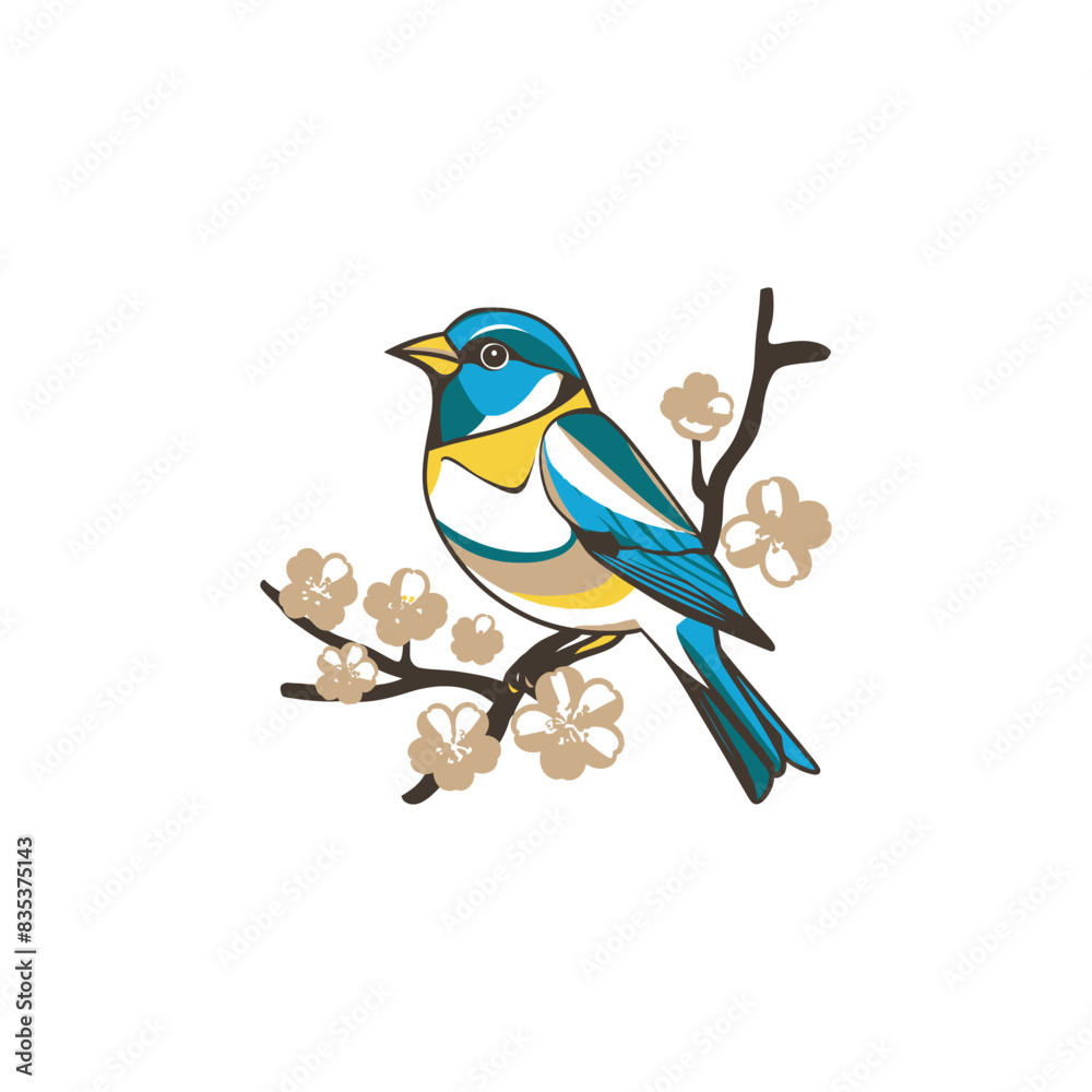 Obraz premium Robin Bird is a cute little bird character with a white background, vector illustration