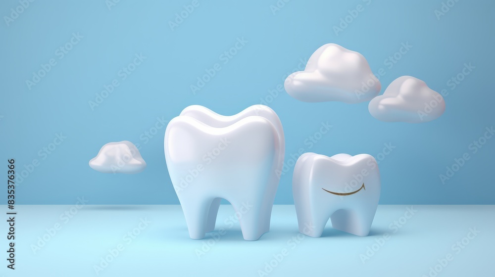 Samples of carved teeth on a blue background. The concept for the development of dental clinics, dental care, prevention and dental treatment. Samples of carved teeth on a blue background. The concept for the development of dental clinics, dental care, prevention and dental treatment.