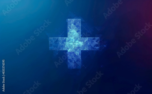 Blue healthy medical pixel plus sign background banner wallpaper.