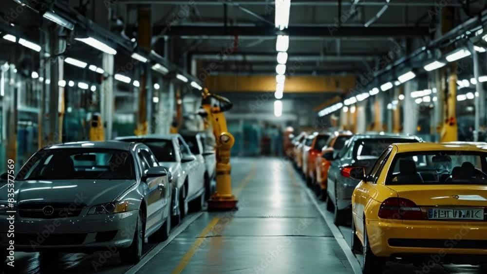 Cars Parked in a Factory or Warehouse