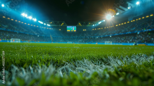 Soccer Field With Stadium in Background