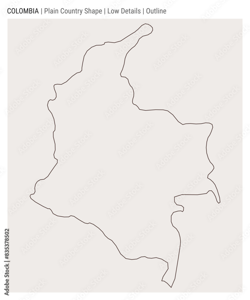 Obraz premium Colombia plain country map. Low details. Outline style. Shape of Colombia. Vector illustration.