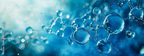 Water molecules of scientific research are seen in the blue background.