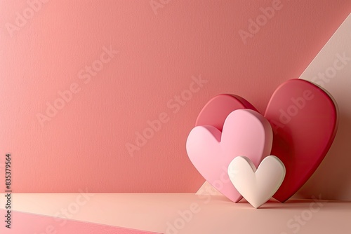 Minimalist heart shapes in light red and pink, symbolizing cardiovascular health photo