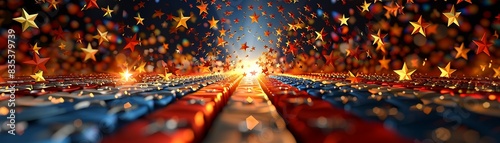 Holographic July 4th greeting card, Digital, Interactive, 3D, blending technology with tradition photo