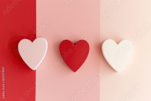 Minimalist heart shapes in light red and pink, symbolizing cardiovascular health photo