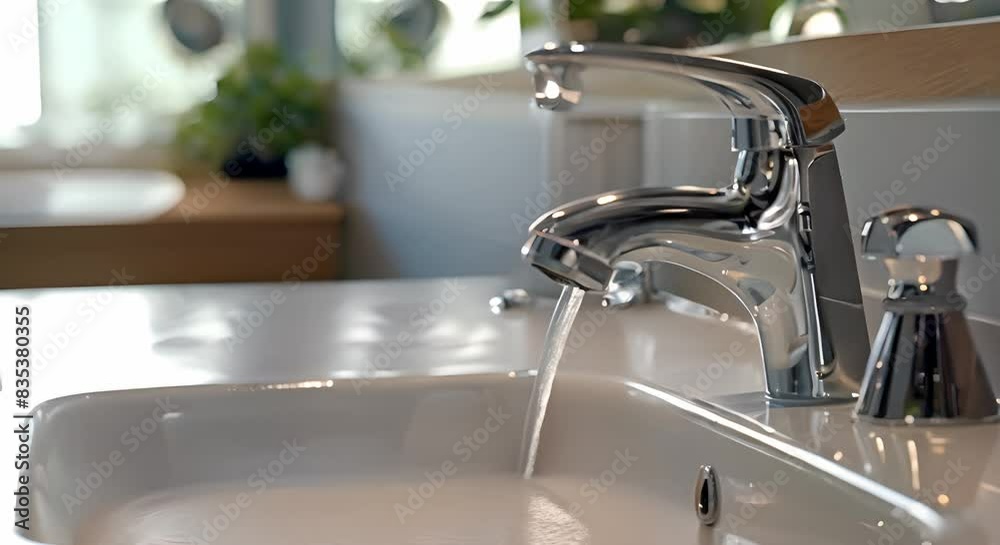 Conserving Water: Install Efficient Faucets and Practice Mindful Water Usage. Concept Water Conservation, Efficient Faucets, Mindful Water Usage, Sustainable Living Conserving Water: Install Efficient Faucets and Practice Mindful Water Usage. Concept Water Conservation, Efficient Faucets, Mindful Water Usage, Sustainable Living