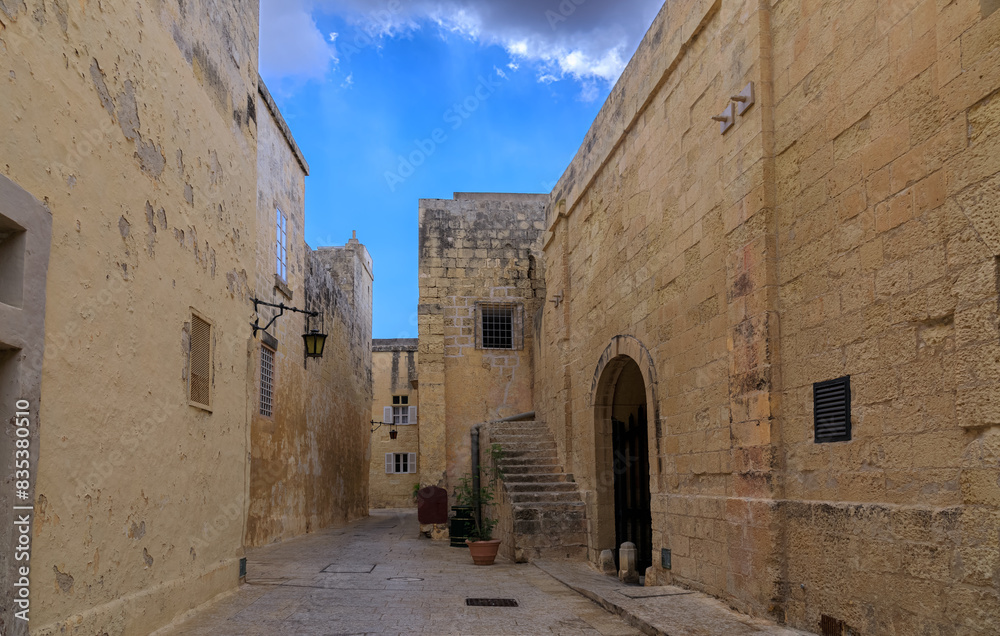 Typical old street in Mdina, Malta.