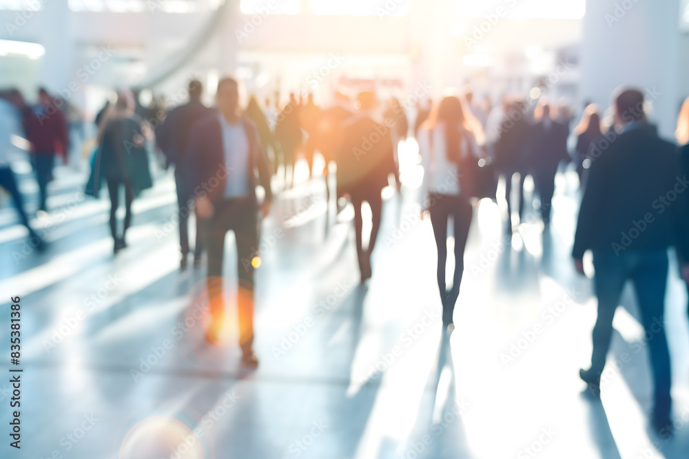 Abstract Silhouettes of People Walking in a Bright Modern Environment Abstract Silhouettes of People Walking in a Bright Modern Environment
