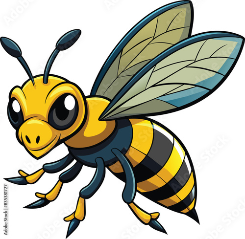 cartoon bee flying on white background