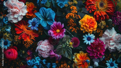 Vibrant blooming flowers