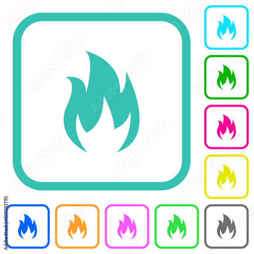Fire vivid colored flat icons photo