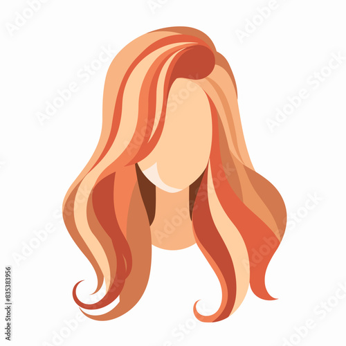 Redhead Woman with Long Hair Illustration on White Background