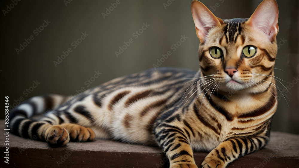 Elegant Bengal Cat Relaxing in Sunlight Elegant Bengal Cat Relaxing in Sunlight