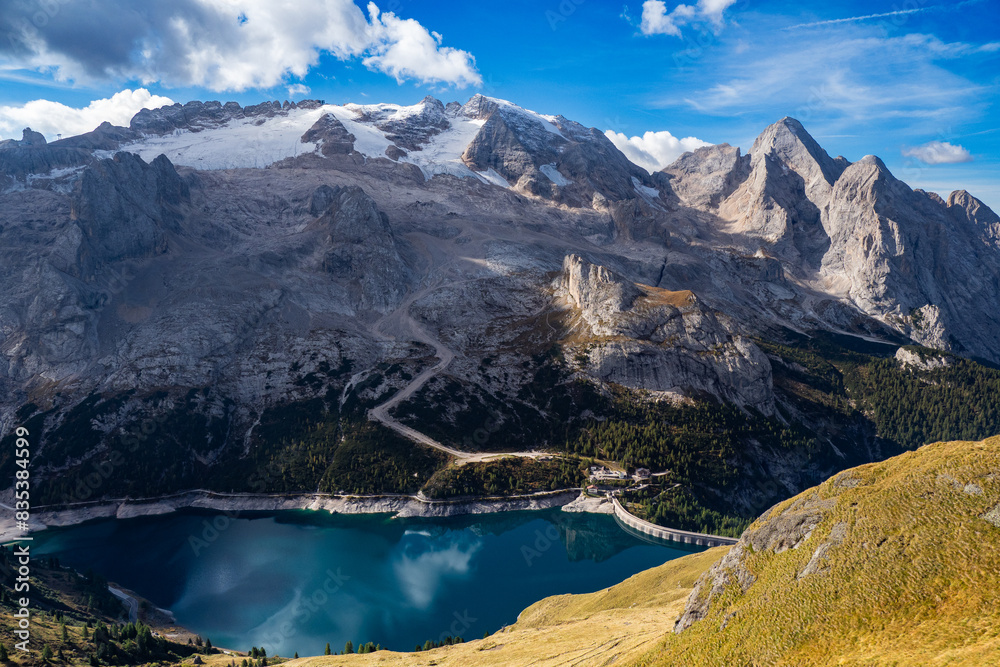 Glacier Melting in the Dolomite Mountains in Italy - The last Glacier on top of Mount Marmolada melting due to climate change during record heat in the summer Glacier Melting in the Dolomite Mountains in Italy - The last Glacier on top of Mount Marmolada melting due to climate change during record heat in the summer