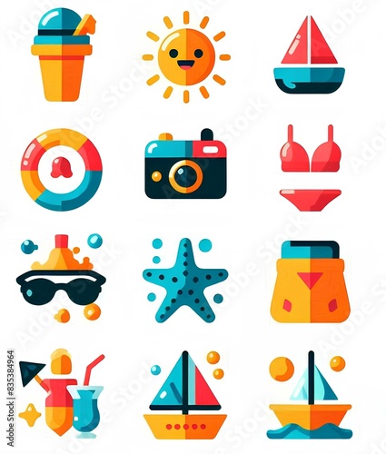 Summer icons set