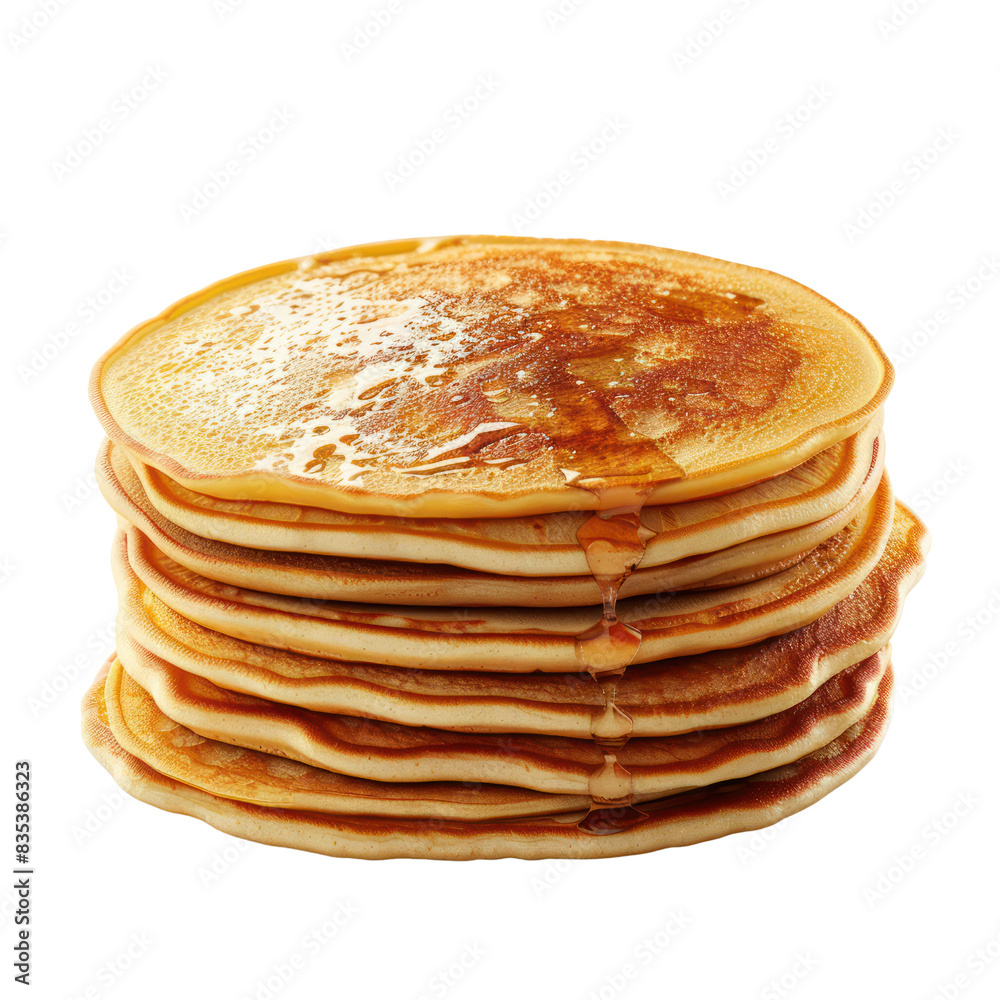 A delicious stack of pancakes with syrup dripping down, perfect for breakfast or brunch. Golden and fluffy, ready to serve. transparent backgrounds A delicious stack of pancakes with syrup dripping down, perfect for breakfast or brunch. Golden and fluffy, ready to serve. transparent backgrounds