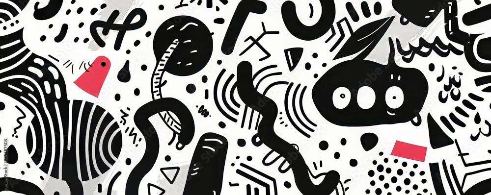 Abstract Black And White Doodle Pattern Abstract Black And White Doodle Pattern