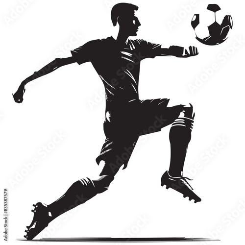 a high-resolution vector black color silhouette of an accurate and realistic soccer player with original height and weight