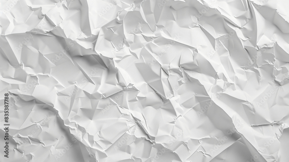 Fototapeta premium High-detail textured backdrop of crumpled white paper, ideal for creative designs