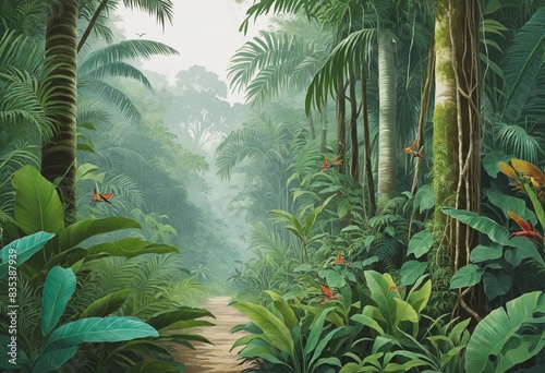 Rainforest landscape  illustration wall paper