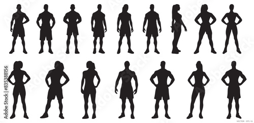 Healthy and Strong Silhouettes - Fitness Poses Collection for Men and Women.