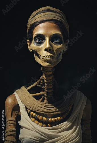 illustration of ancient mummy becoming alive photo