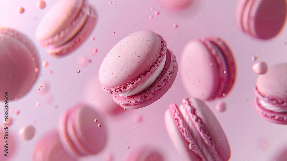 Obraz premium macaroon, macaron, sugar, cake, candy, color, cookie, pink, background, dessert, sweet, pastel, french, abstract, assorted, cream, almond, bakery, blue, colorful, confectionery, creative, tasty, close