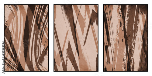 Set of 3 Abstract illustration in vintage style. For use in graphics, for wall decor. .