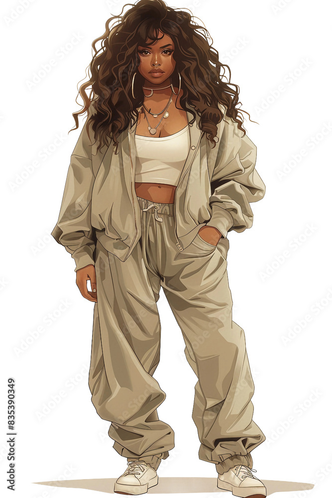 African American beautiful fashion girl in modern trendy fashionable clothes in beige aesthetic, African American beautiful fashion girl in modern trendy fashionable clothes in beige aesthetic,