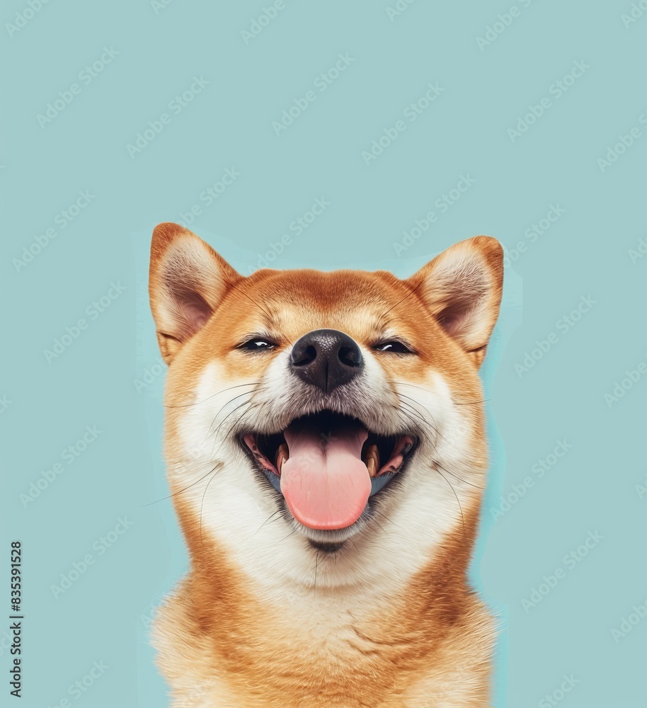 Cute Shiba Inu dog smiles and is happy Cute Shiba Inu dog smiles and is happy