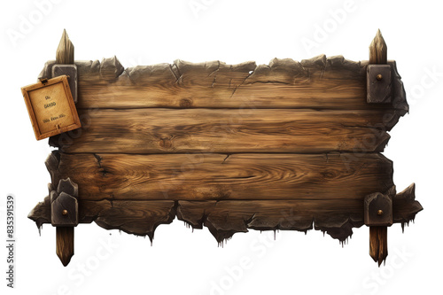 Oblong Decorative Wooden Signboard isolated on transparent background, png, cut out. photo