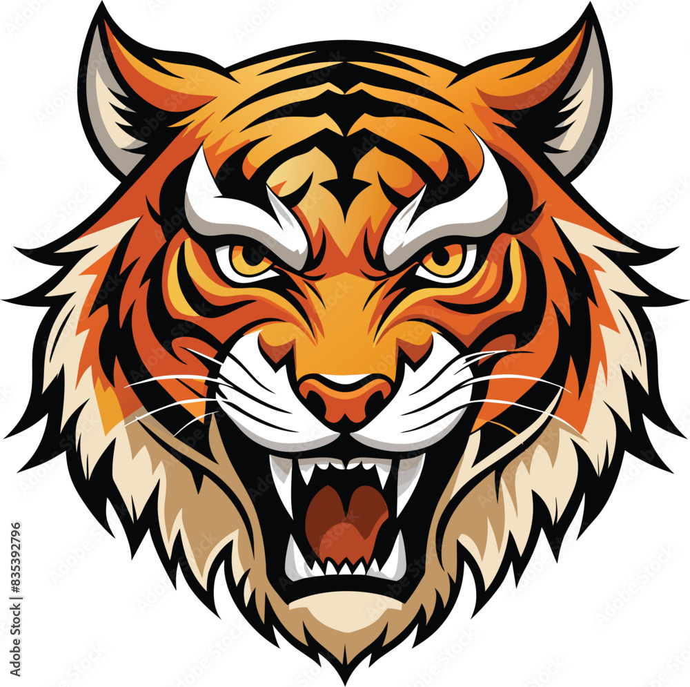 tiger angry face vector on white background tiger angry face vector on white background