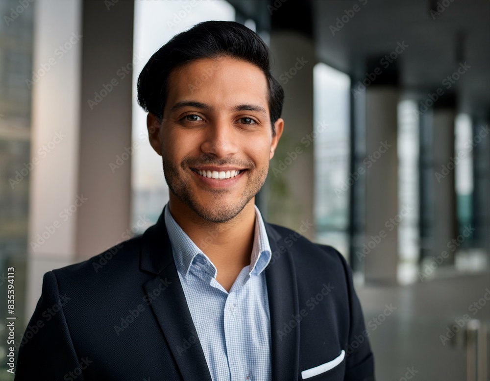 Smiling elegant confident young professional Latino hispanic business man , male proud leader, smart Latin businessman lawyer or company manager executive looking at camera Smiling elegant confident young professional Latino hispanic business man , male proud leader, smart Latin businessman lawyer or company manager executive looking at camera