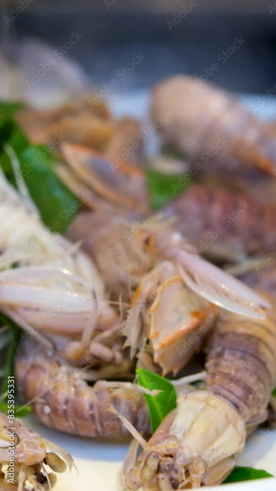 fresh mantis shrimp with lemon on wood board praying mantis crayfish fresh mantis shrimp with lemon on wood board praying mantis crayfish