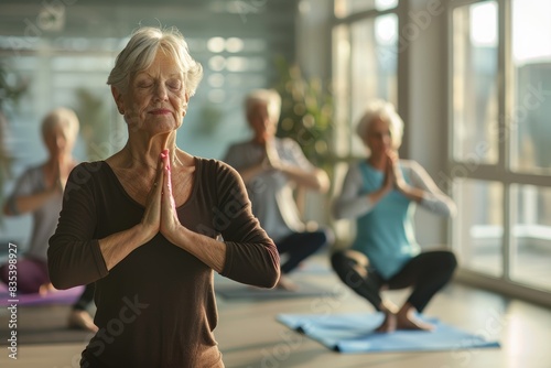 Senior Yoga Class with Instructor, Promoting Flexibility and Well-being for Older Adults