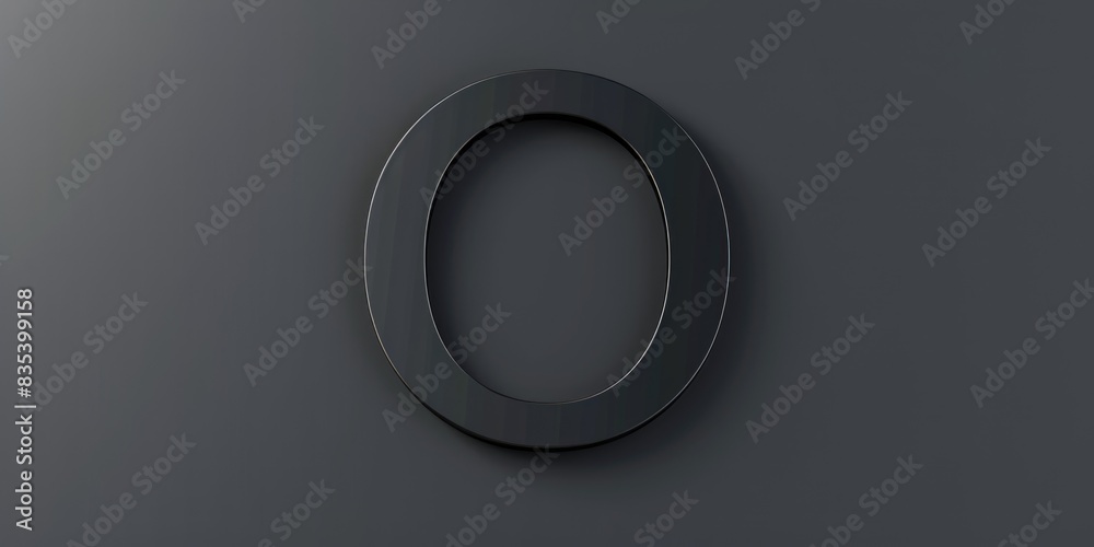 A black digit zero numeral isolated on a gray background A black digit zero numeral isolated on a gray background