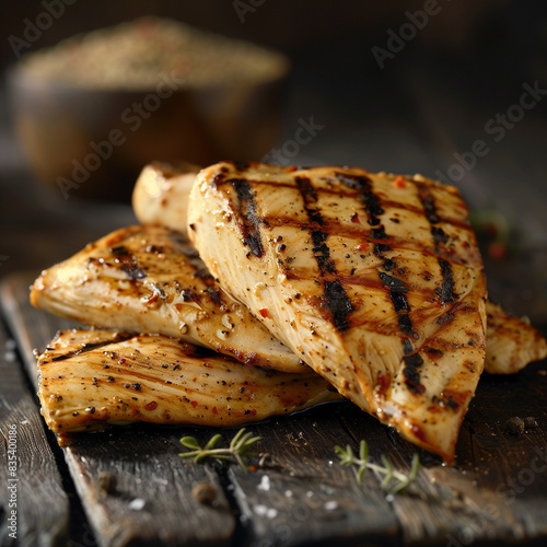 Wallpaper Mural grilled chicken on a wooden table with herbs Torontodigital.ca