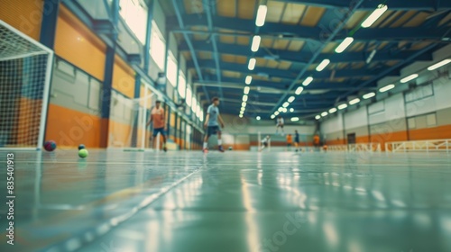 A group of people playing a game of soccer