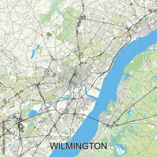 Wilmington  Delaware  United States map poster art