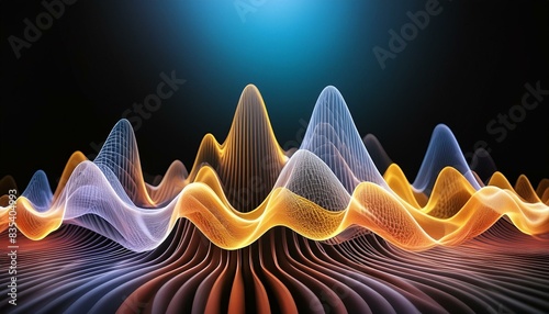 Artistic depiction of timbre and harmony interplay, with vibrant sound waves crafting a symphony for the senses clean sharp focus