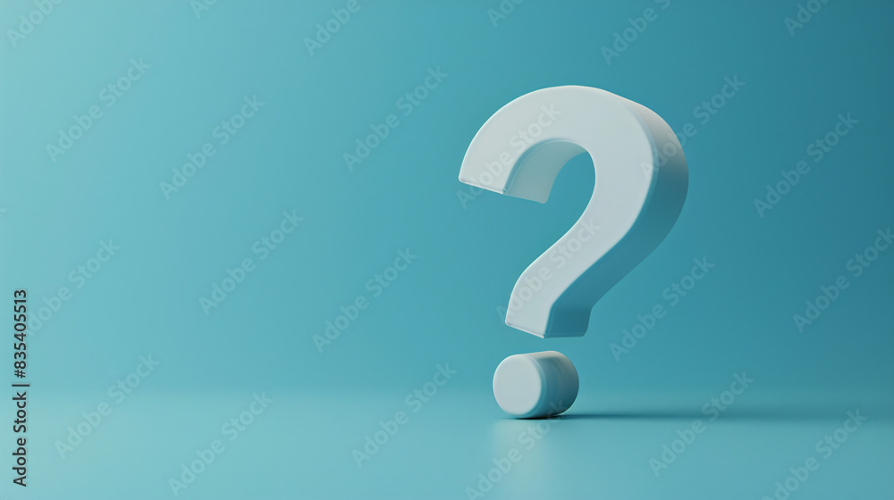 3d rendering of a white question mark on a sleek blue backdrop 3d rendering of a white question mark on a sleek blue backdrop
