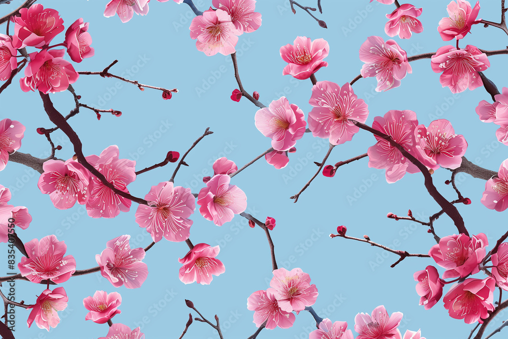 cherry blossom branches, pattern, background, realistic cherry blossom branches, pattern, background, realistic
