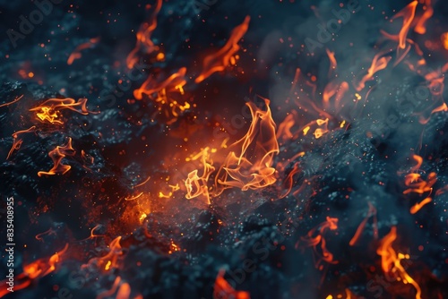 A close-up shot of intense flames burning brightly