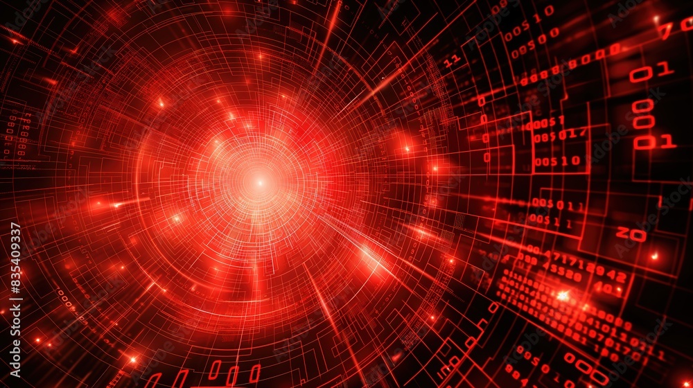 Obraz premium red binary matrix code numbers on black background, for overlay and screen layer modes
