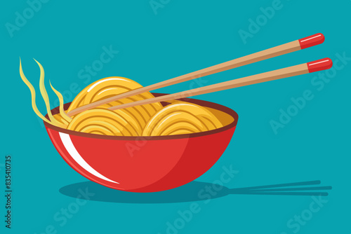chopsticks holding noodles vector illustration